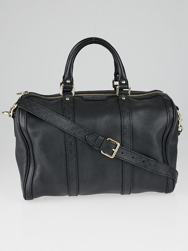 Gucci Black Leather and Guccissima Trim Medium Joy Boston Bag w/ Shoulder Strap