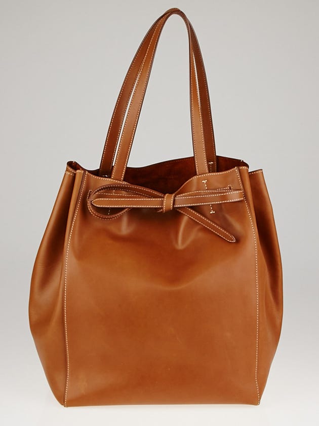 Celine Brown Calfskin Leather Cabas Phantom Tie Medium Tote Bag