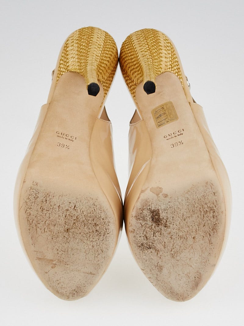 お歳暮･冬ギフト2024｜ギフト・贈り物はセブン Gucci Nude Patent Leather Sofia Open Toe Slingback Straw 靴