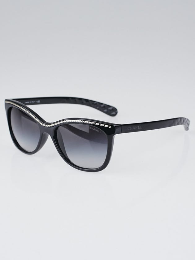 Chanel Black Frame Cat-Eye Chain Sunglasses-6041