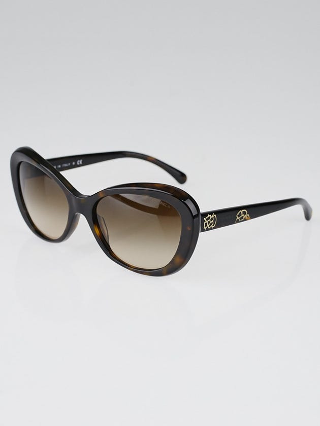Chanel Tortoise Shell Frame Camellia Print Sunglasses-5246