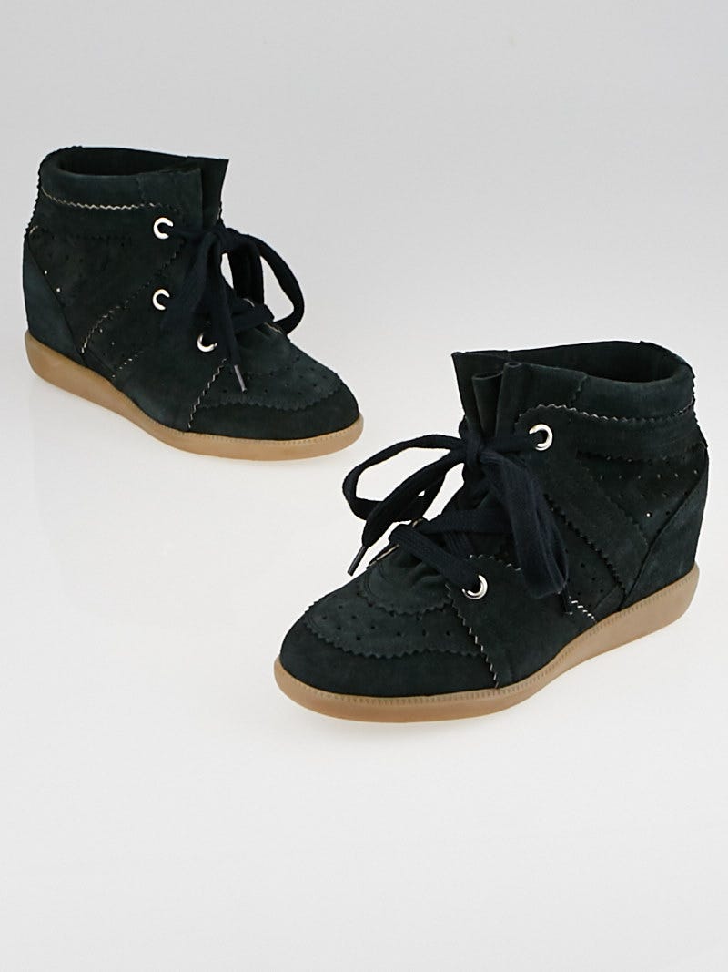 spørge Post Frø Isabel Marant Faded Black Suede Bobby Sneaker Wedges Size 6.5/37 - Yoogi's  Closet
