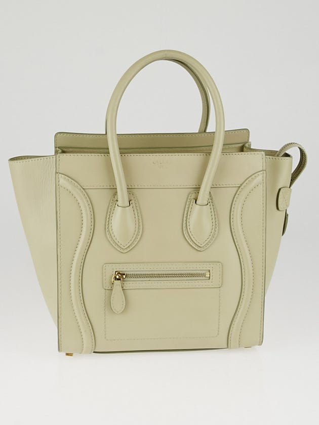 Celine Pale Grey Smooth Calfskin Leather Micro Luggage Tote Bag