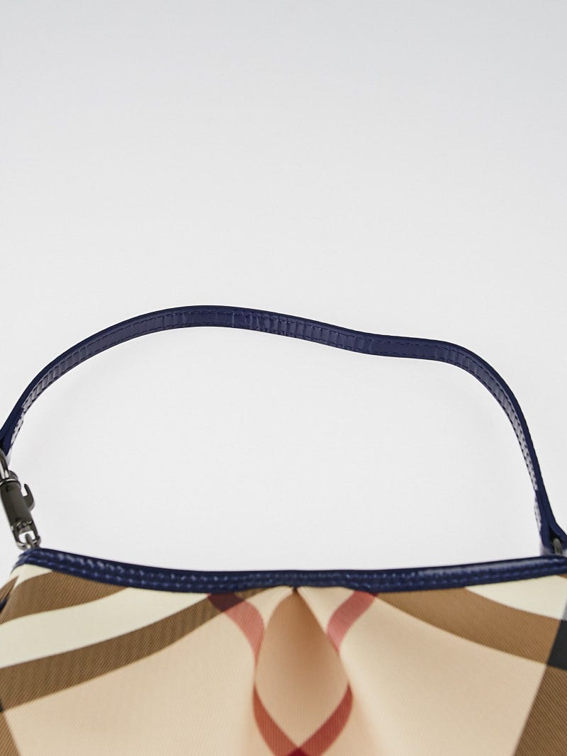 Burberry Jet Blue Patent Leather Nova Check Coated Canvas Burberry Jet Blue Patent Leather Nova Check Coated Canvas