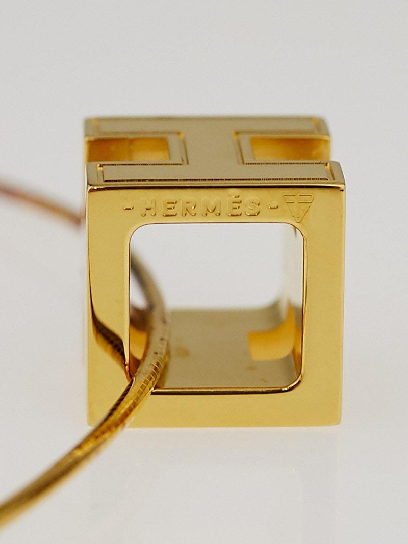 Hermes Red Lacquer Gold Plated Pop H Pendant Necklace | Yoogi's Closet