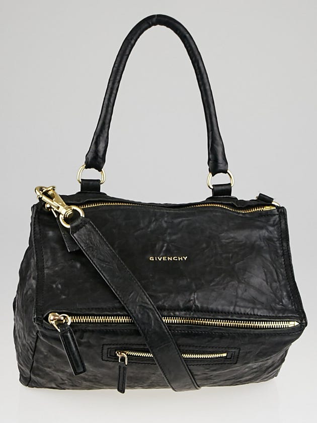 Givenchy Black Wrinkled Sheepskin Leather Medium Pandora Bag
