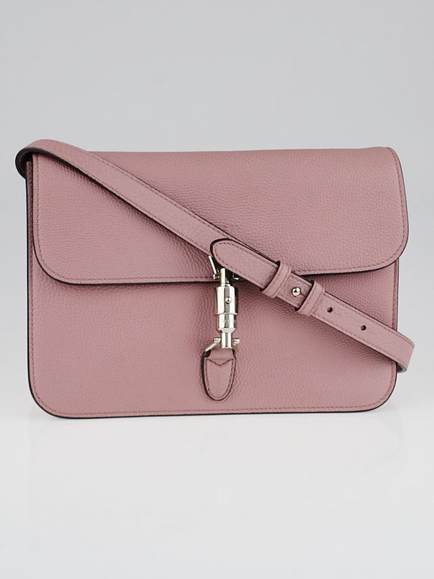 Gucci Light Pink Pebbled Leather Soft Jackie Flap Shoulder Bag