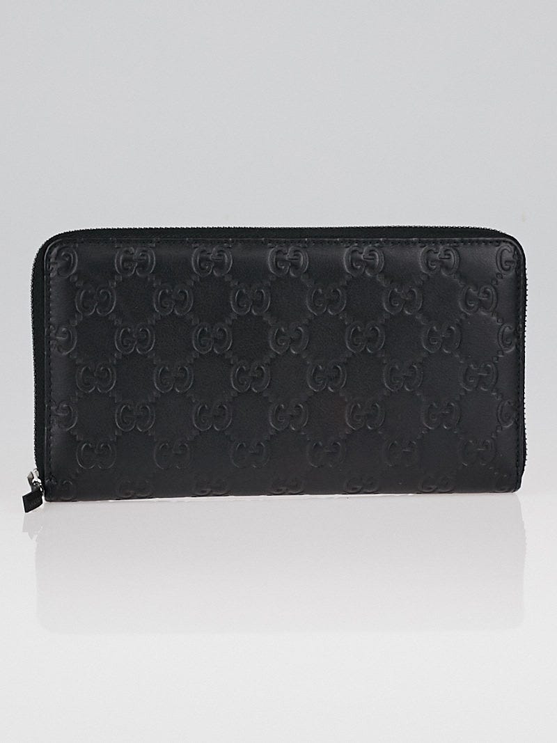 Gucci Black Guccissima Leather Continental Zip Wallet
