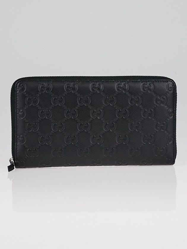 Gucci Black Guccissima Leather Continental Zip Wallet