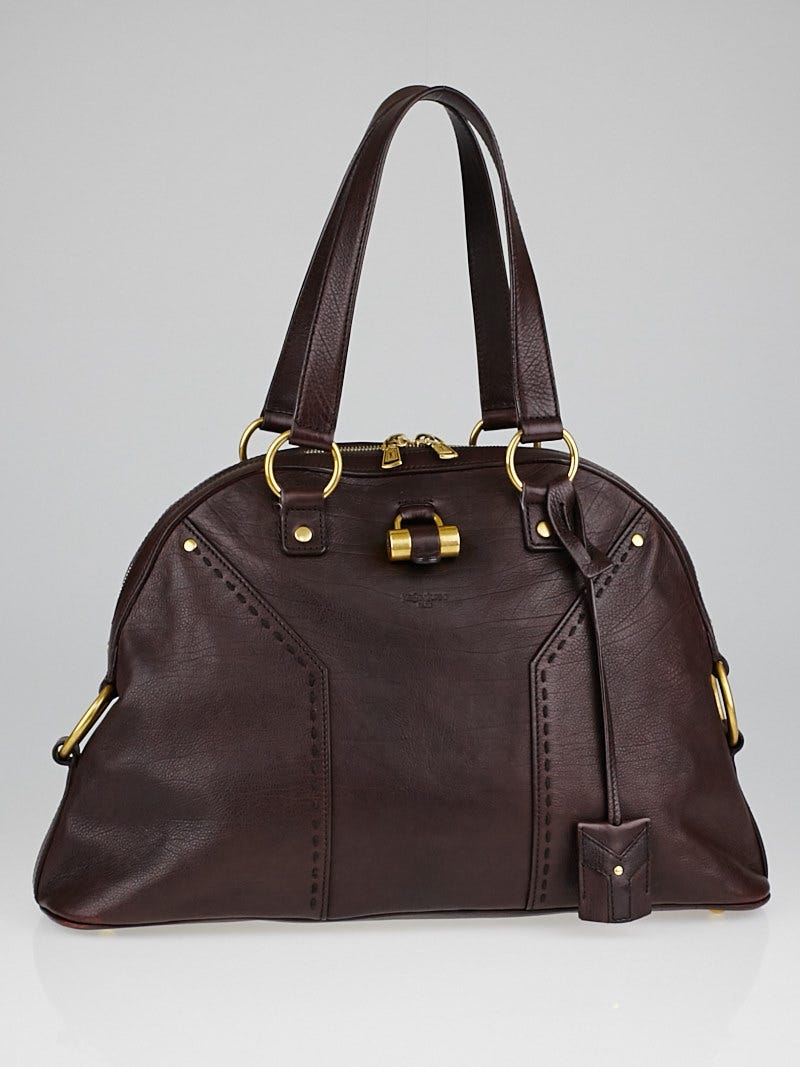 Yves Saint Laurent Dark Purple Calfskin Leather Large Muse Bag Yves Saint Laurent Dark Purple Calfskin Leather Large Muse Bag