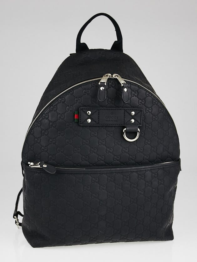 Gucci Black Rubber Guccissima Leather Backpack Bag