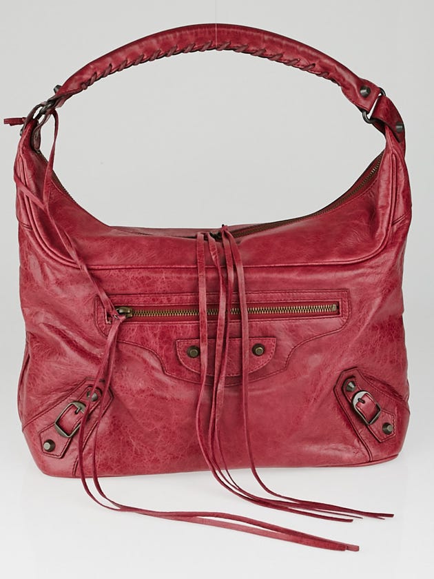Balenciaga Poupre Lambskin Leather Club Hobo Bag