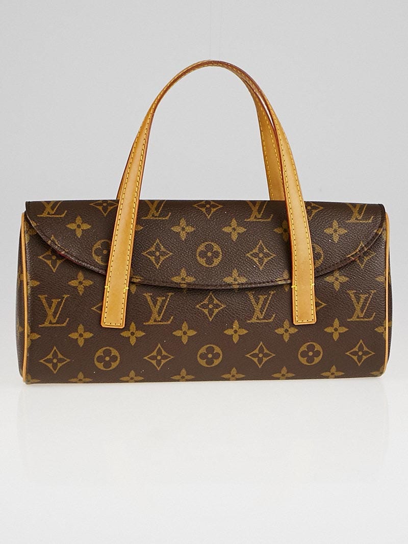 LOUIS VUITTON Monogram Sonatine Clutch Handbag Double Top Handle Leather  Straps