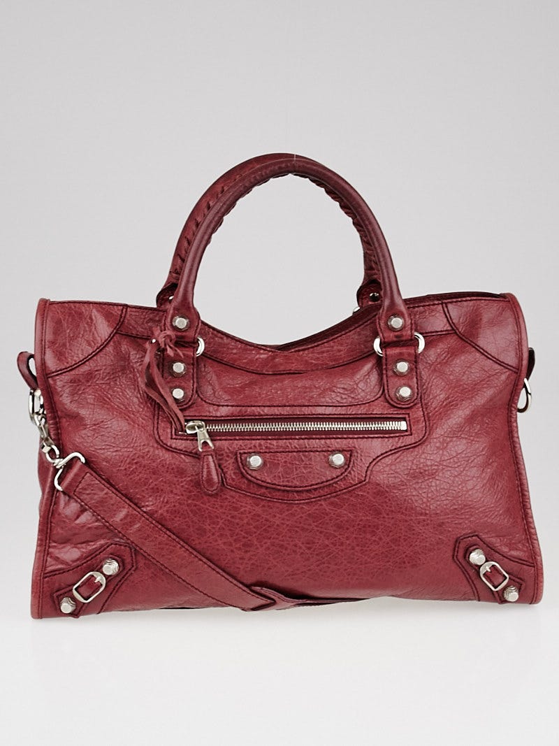 Balenciaga Cassis Lambskin Leather Giant 12 Silver Motorcycle City