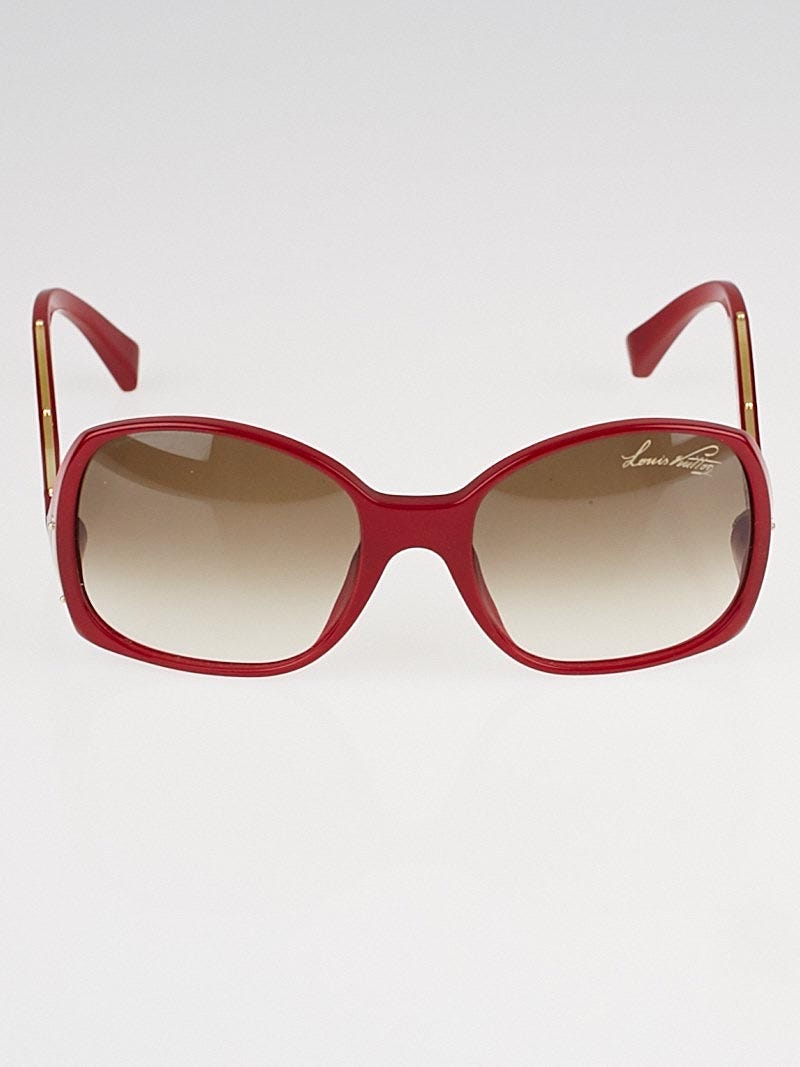 Louis Vuitton Lv Cut Logo-embossed Faceted-frame Acetate Sunglasses in Red