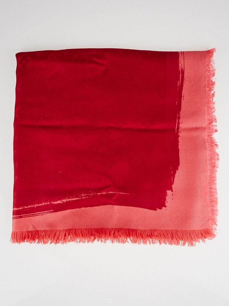 Louis Vuitton Red Monogram Silk/Wool Shawl Scarf