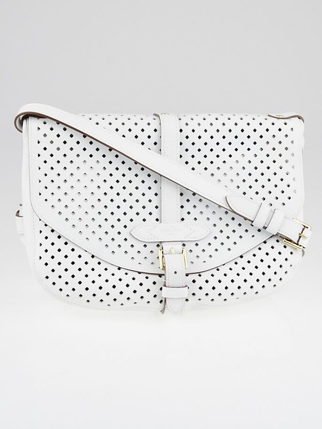 Louis Vuitton Limited Edition White Flore Perforated Leather Saumur Bag