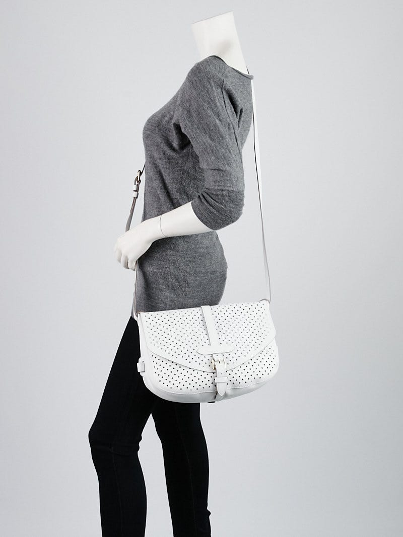 Louis Vuitton White Flore Perforated Leather Saumur Bag - Yoogi's