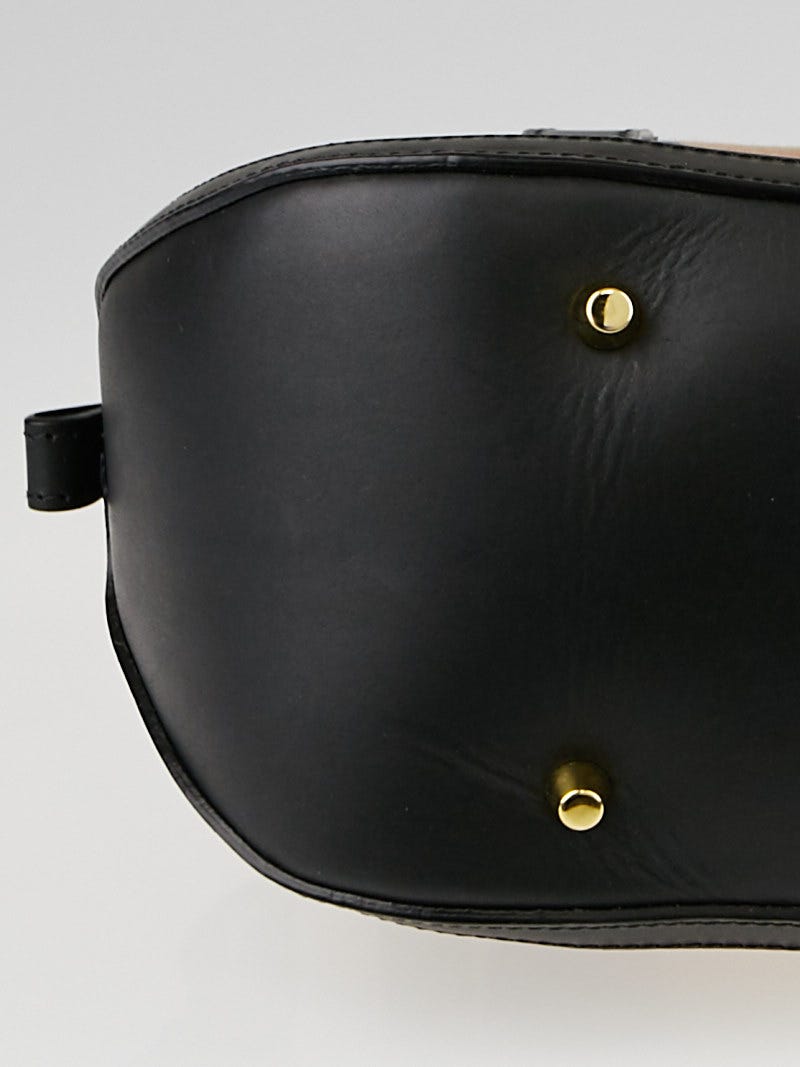 Burberry Black Leather House Check Canvas Small Orchard Bowling