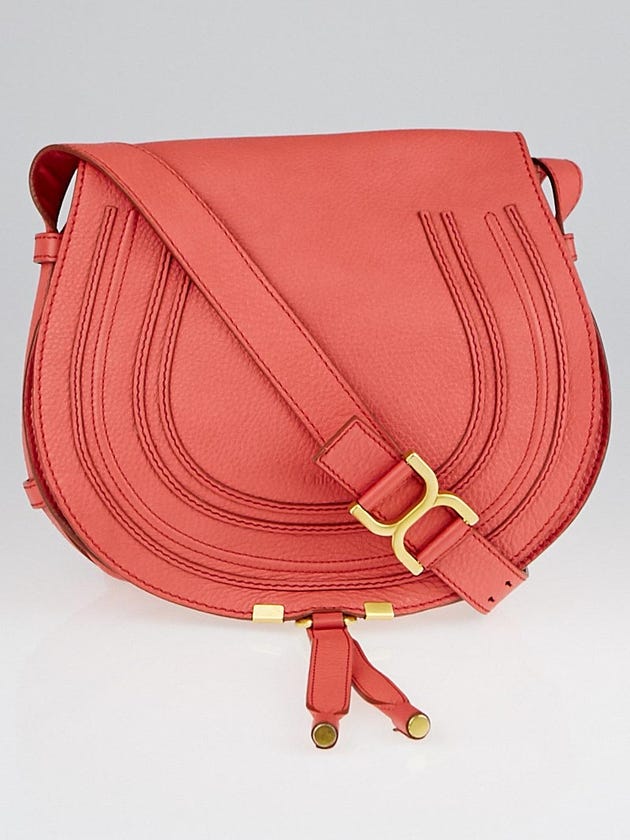 Chloe Pink Pebbled Leather Marcie Crossbody Bag