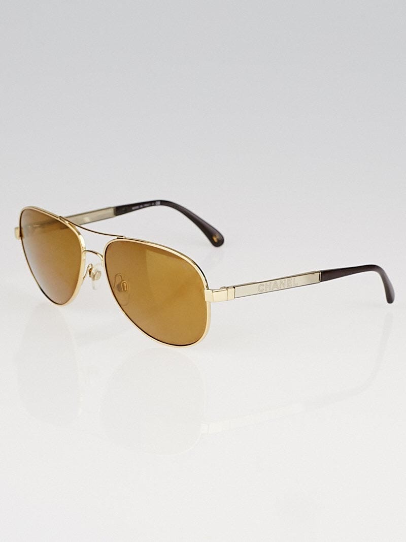 Chanel Goldtone Metal Frame Aviator Sunglasses- 4179