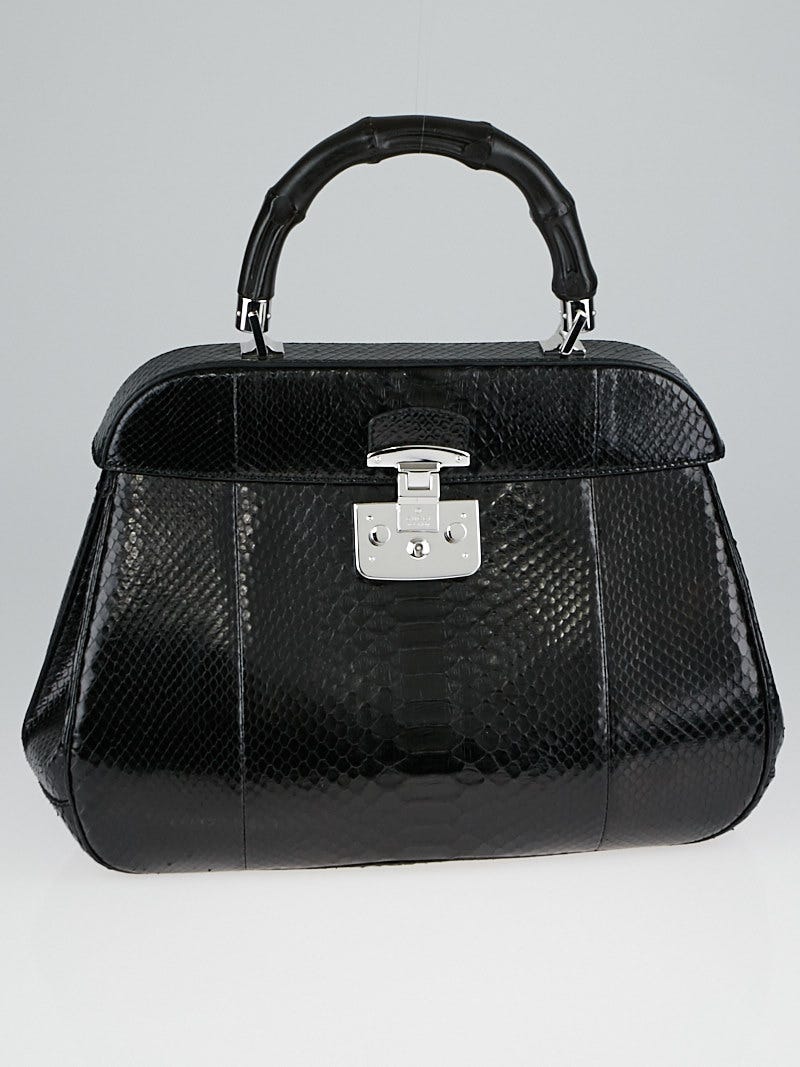 Gucci Black Python Lady Lock Large Top Handle Bag | Yoogi's