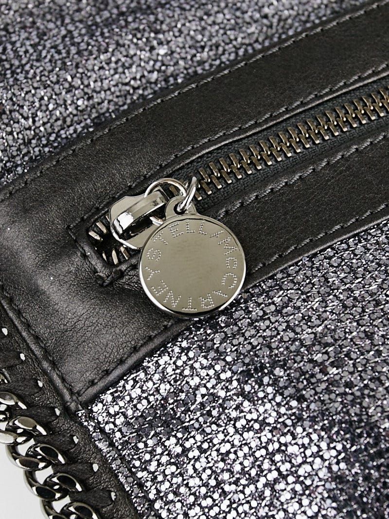 Stella McCartney Silver Glitter Falabella Zipper Fold Over