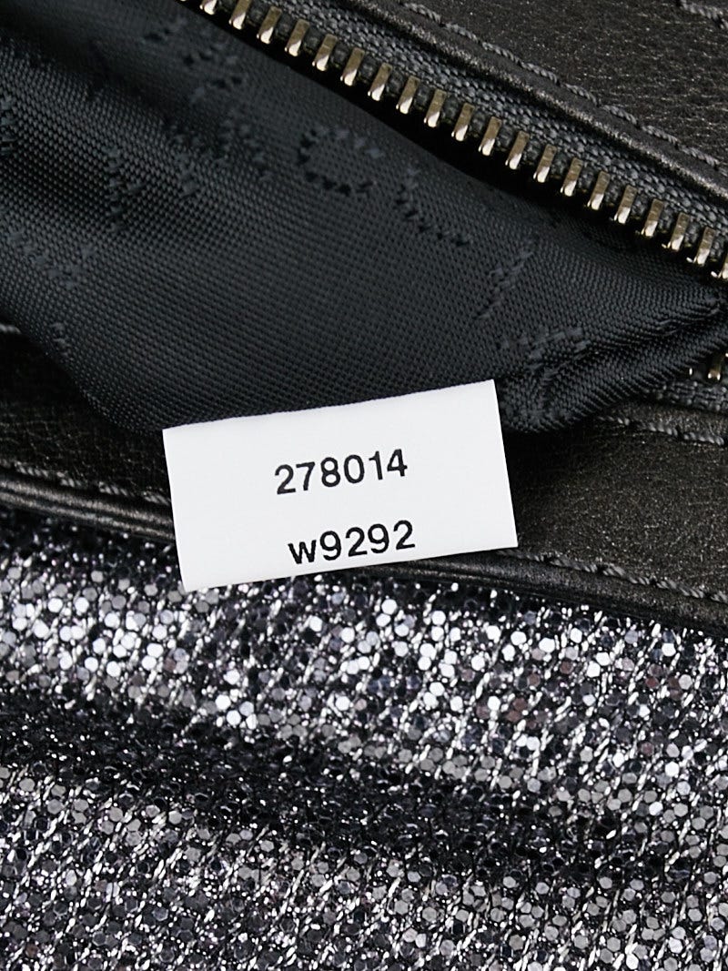 Stella McCartney Silver Glitter Falabella Zipper Fold Over