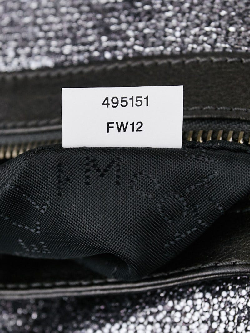 Stella McCartney Silver Glitter Falabella Zipper Fold Over