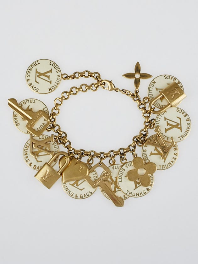 Louis Vuitton White/Gold Trunks and Bags Breloques Charm Bracelet