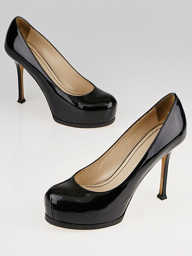 Yves Saint Laurent Black Patent Leather Tribtoo Pumps Size 4.5/35