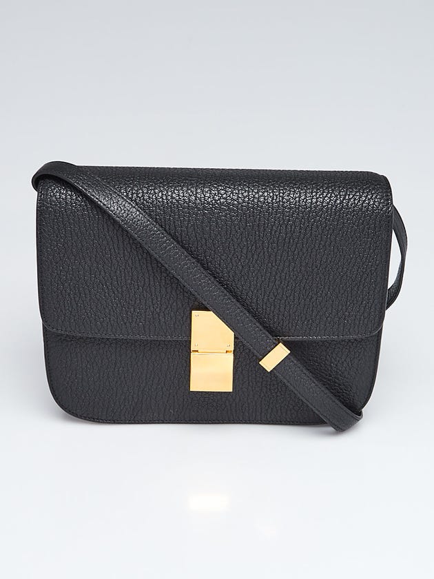Celine Black Goatskin Leather Medium Classic Box Flap Bag