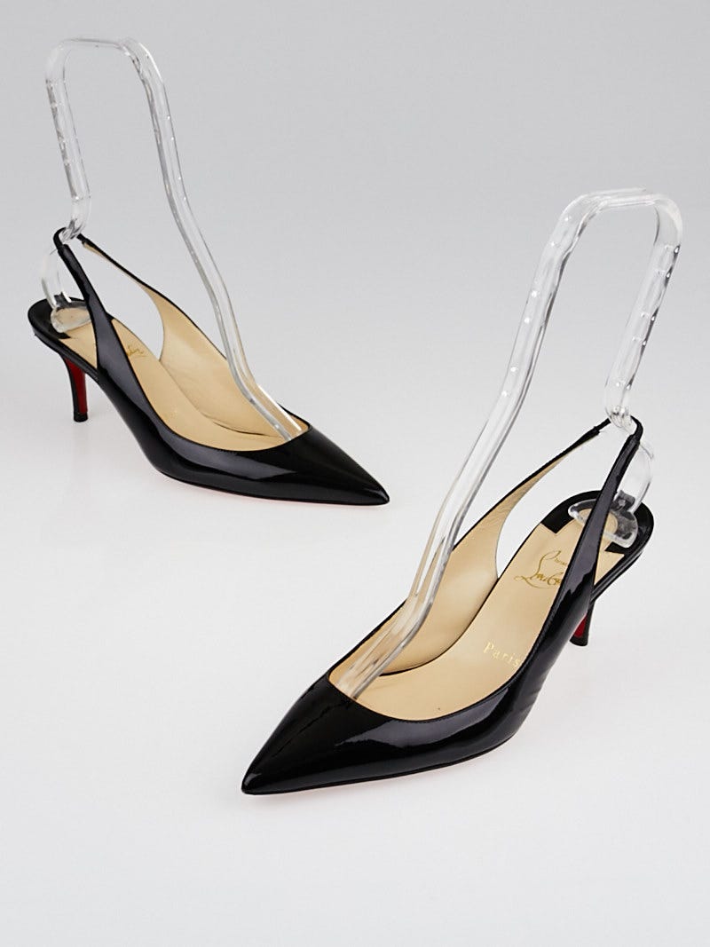 Christian Louboutin Black Patent Leather Apostrophy 70 Slingback
