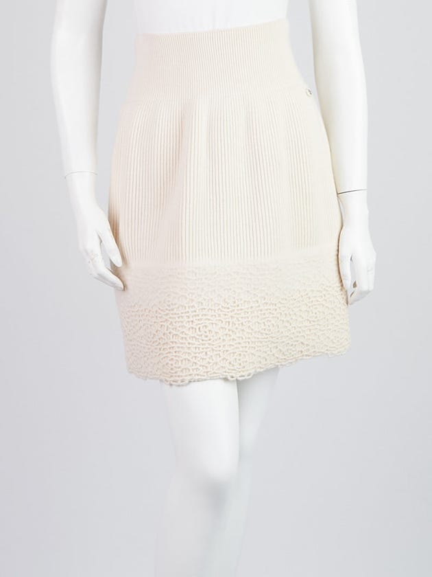 Chanel Ivory Cashmere Skirt Size 4/38