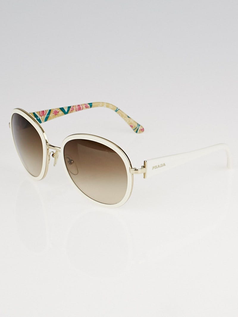 Prada White Frame Oversized Gradient Tint Sunglasses  display picture 3