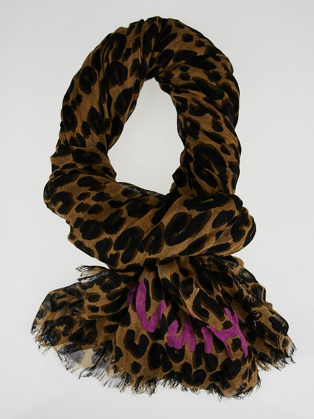 Louis Vuitton Brown Cashmere/Silk Stephen Sprouse Leopard Stole Scarf
