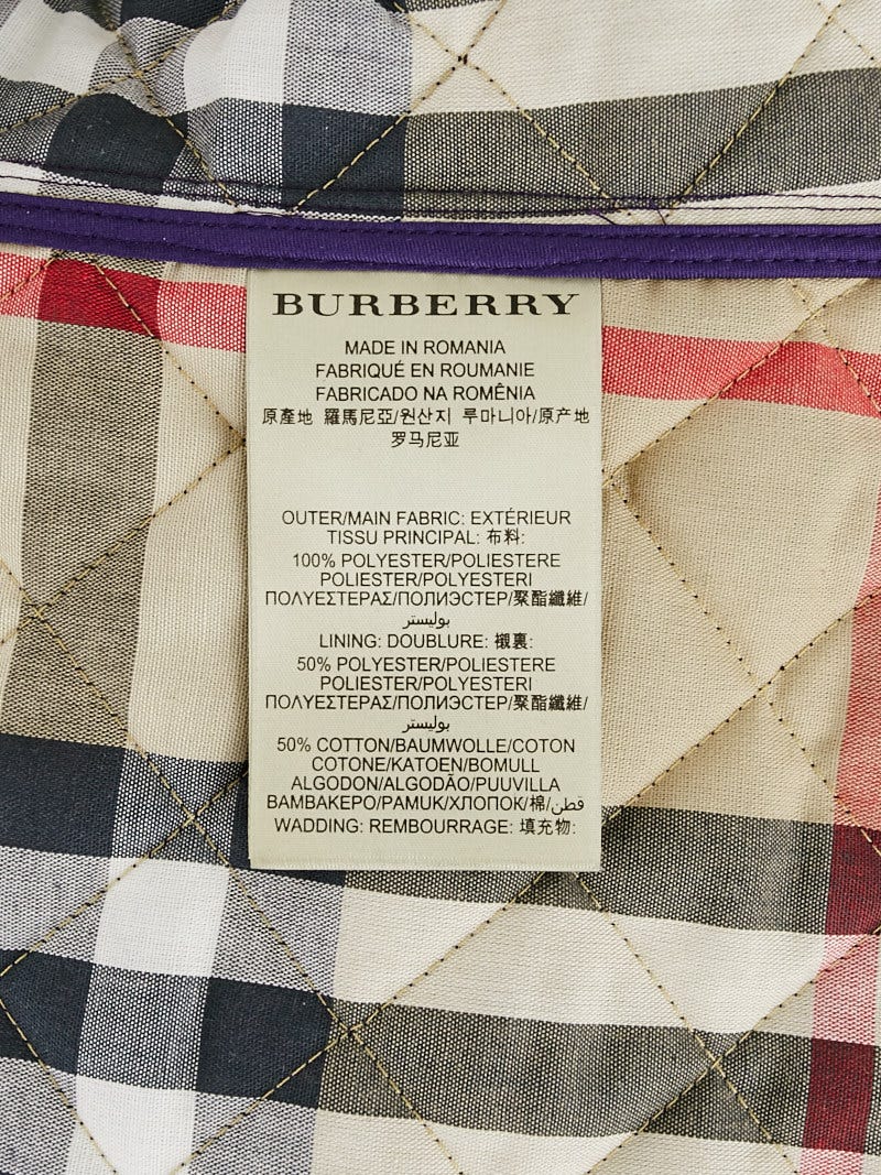 Burberry Brit Violet Quilted Polyester Copford Jacket Size S