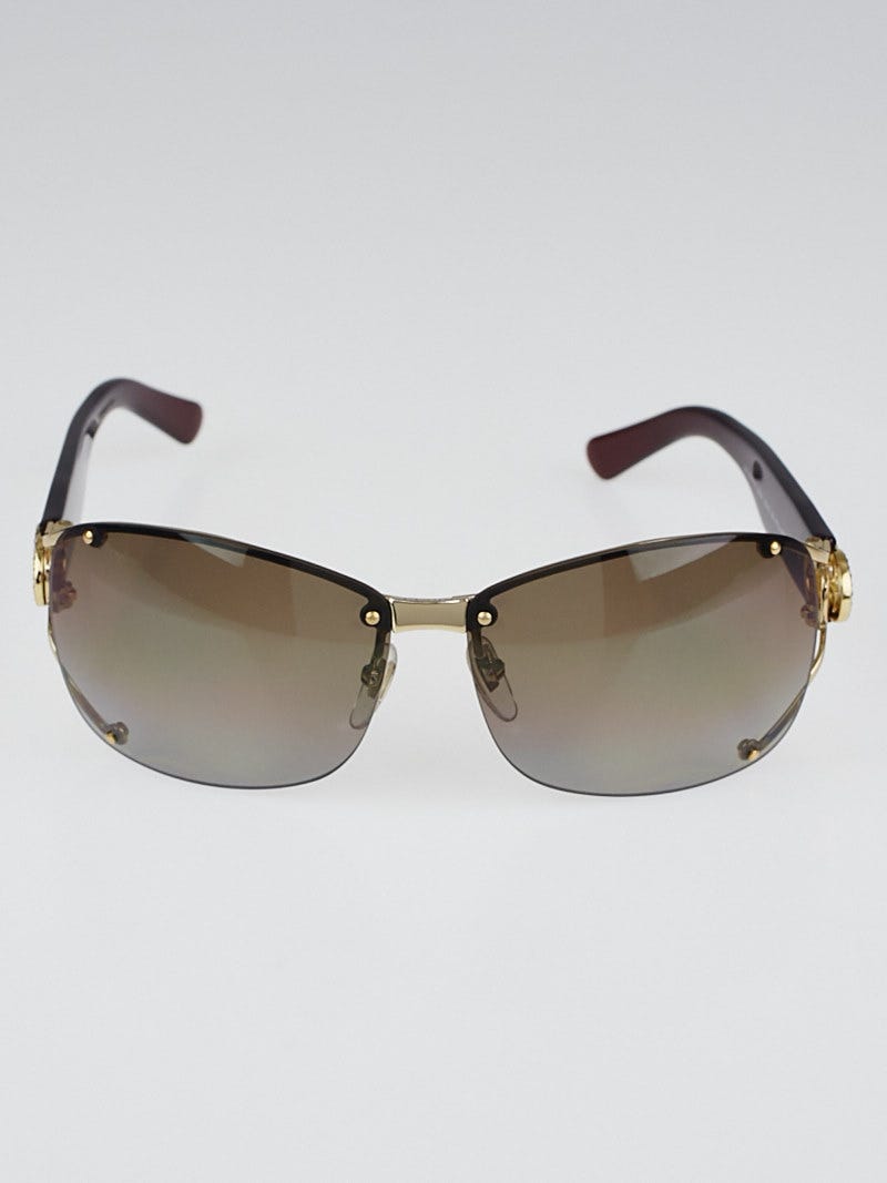 Gucci Bronze Metal Frame Gradient Tint Crystal GG Sunglasses 2820 Yoogi s Closet