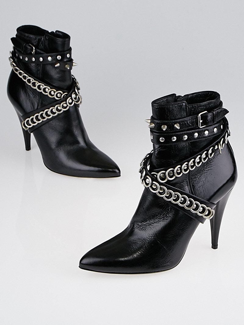 Yves Saint Laurent Black Leather Fetish Ankle Boots Size 7 37.5 Yoogi s Closet