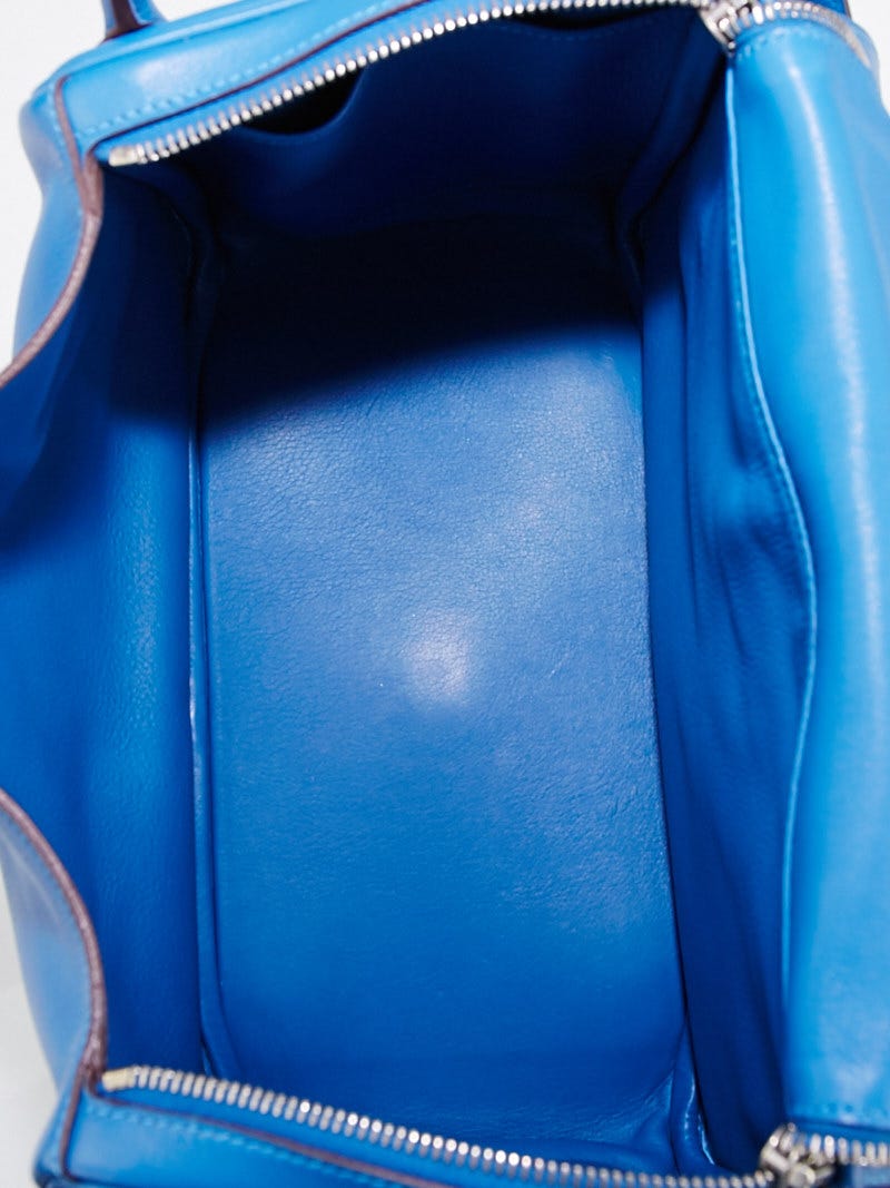 Hermes 30cm Mykonos Blue Swift Leather Palladium Plated Lindy Bag - Yoogi's  Closet
