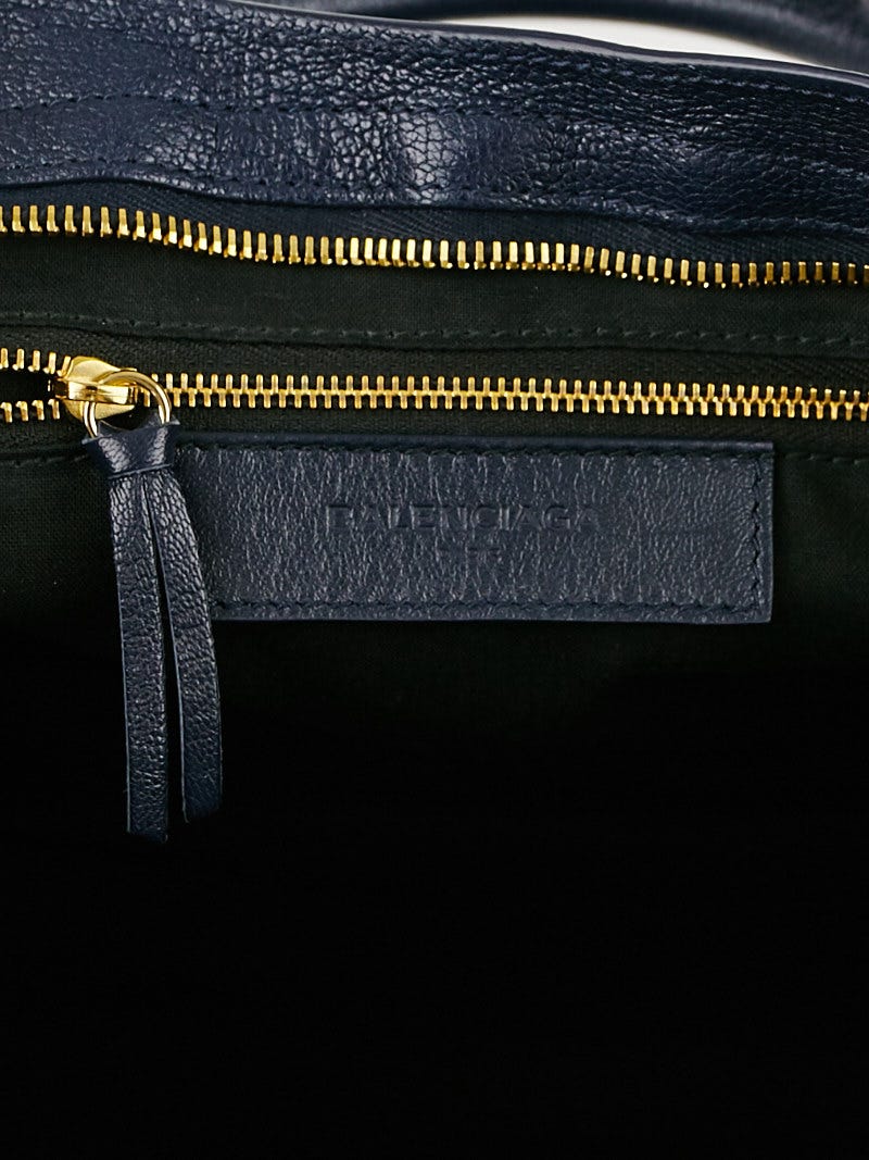 Balenciaga Blue Obscur Grained Leather Metallic Edge Motorcycle City Bag |  Yoogi's Closet