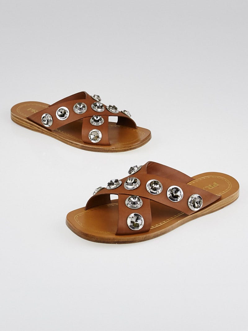 Jeweled slip on sandals top
