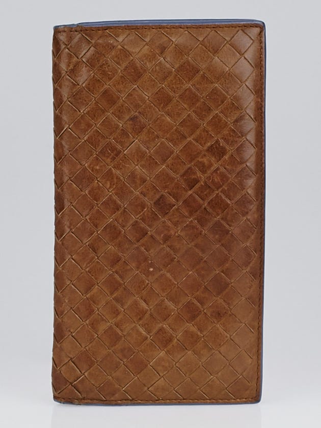 Bottega Veneta Noce Intrecciato Woven Nappa Leather Long Wallet
