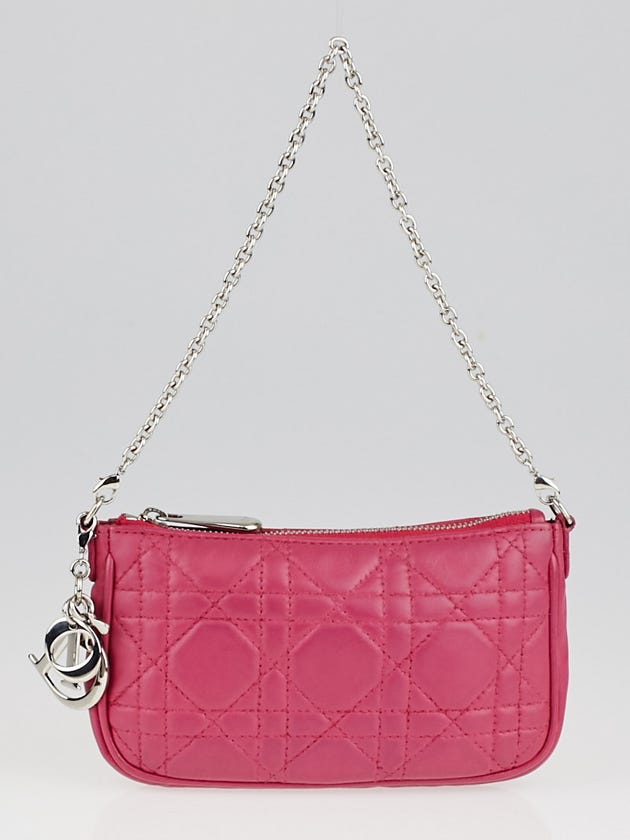 Christian Dior Pink Cannage Quilted Leather Lady Dior Mini Pochette Bag