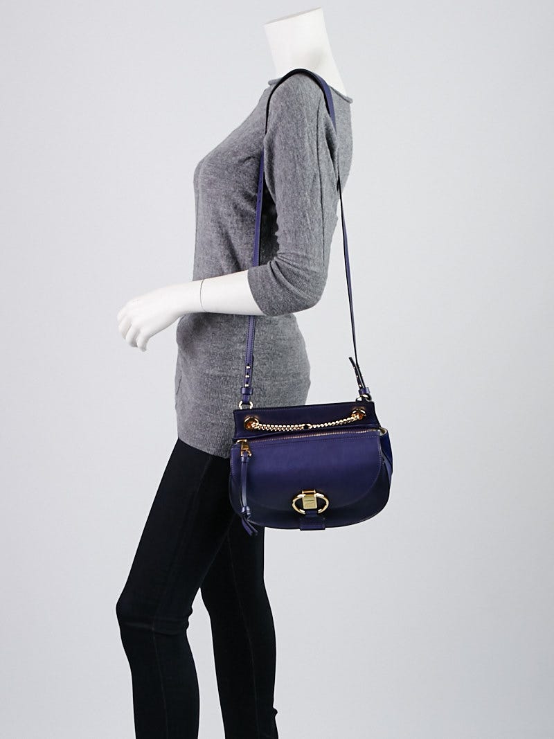 Chloe Storm Blue Leather and Suede Small Goldie Bag | Yoogi's Closet