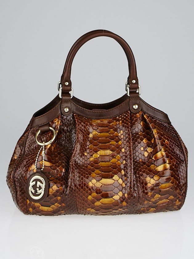 Gucci Bronze/Brown Python Medium Sukey Tote Bag