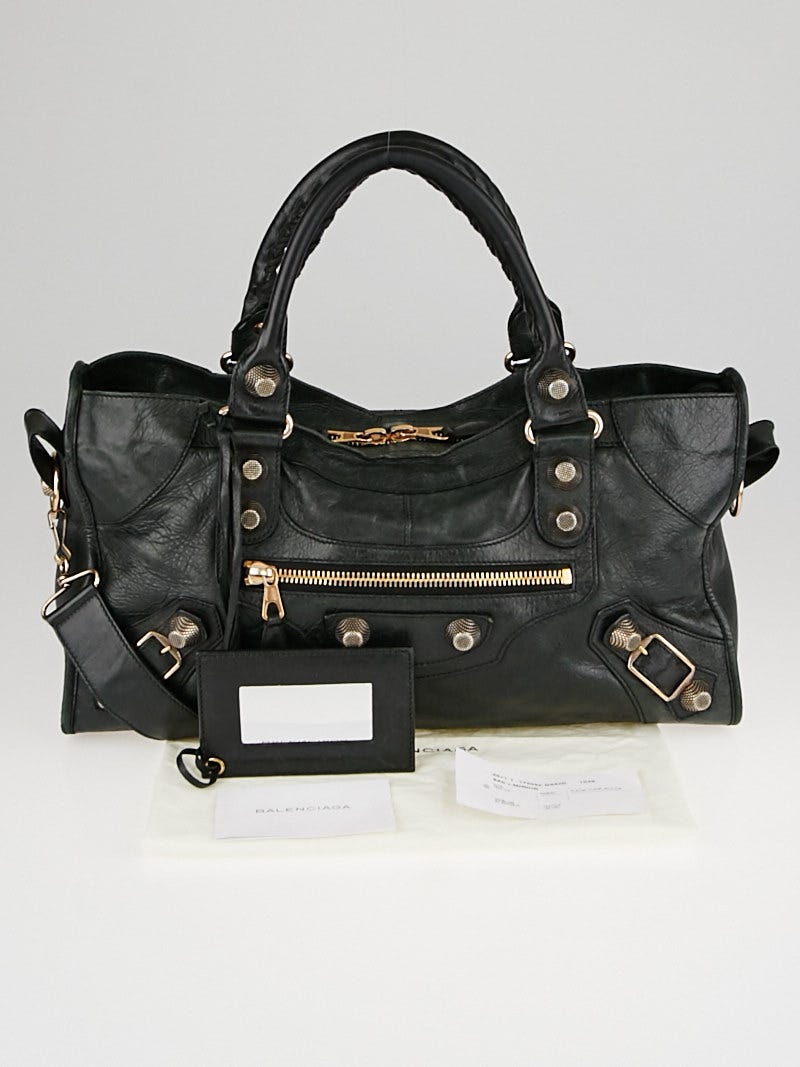 Balenciaga Black Lambskin Leather Giant 21 Rose Gold Part Time Bag Yoogi s Closet