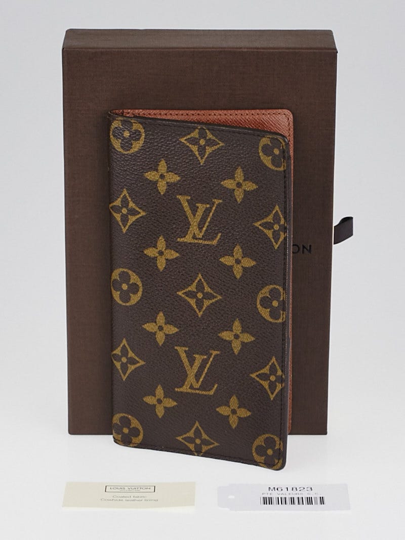 Louis Vuitton Porte Valeurs Checkbook Wallet Monogram Canvas Brown 1339931