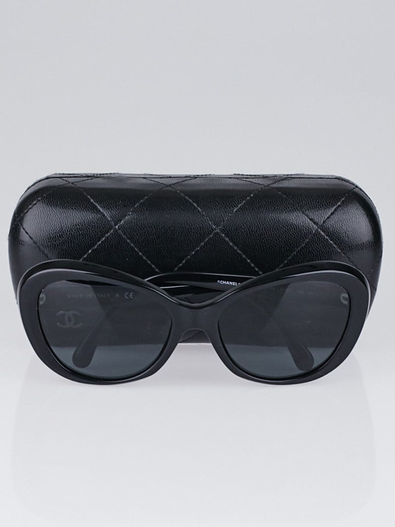 Chanel Black Acetate Frame Camellia Print Sunglasses-5246