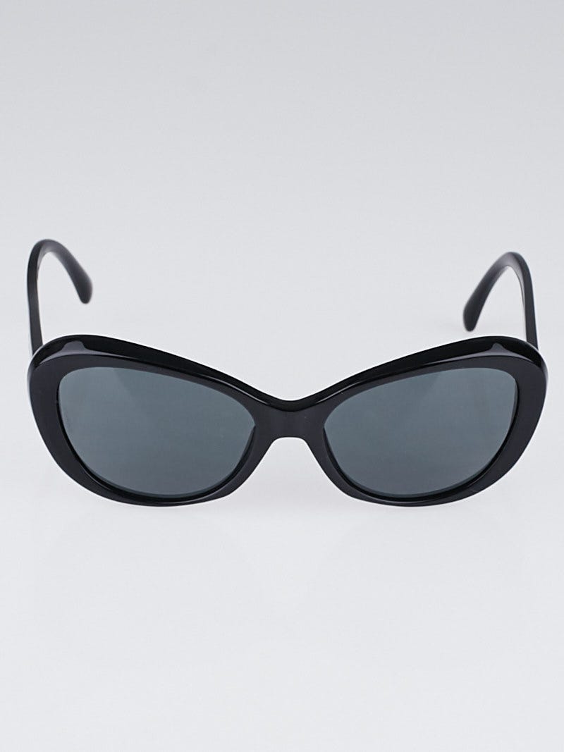 Chanel Black Acetate Frame Camellia Print Sunglasses-5246